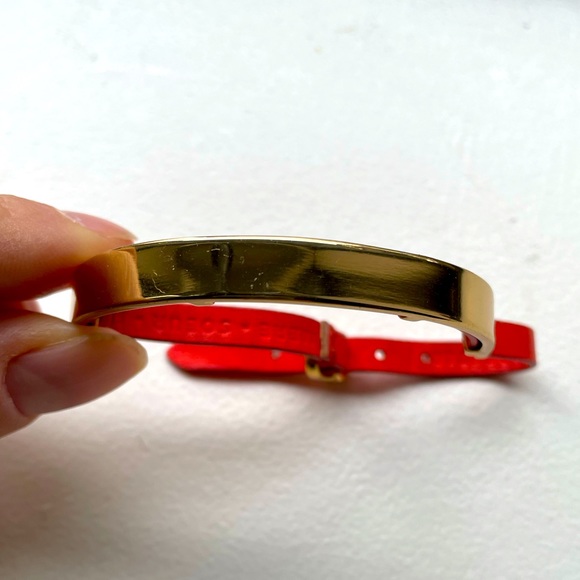 Stella & Dot Gold Cuff with Bright Coral Strap - Picture 4 of 5